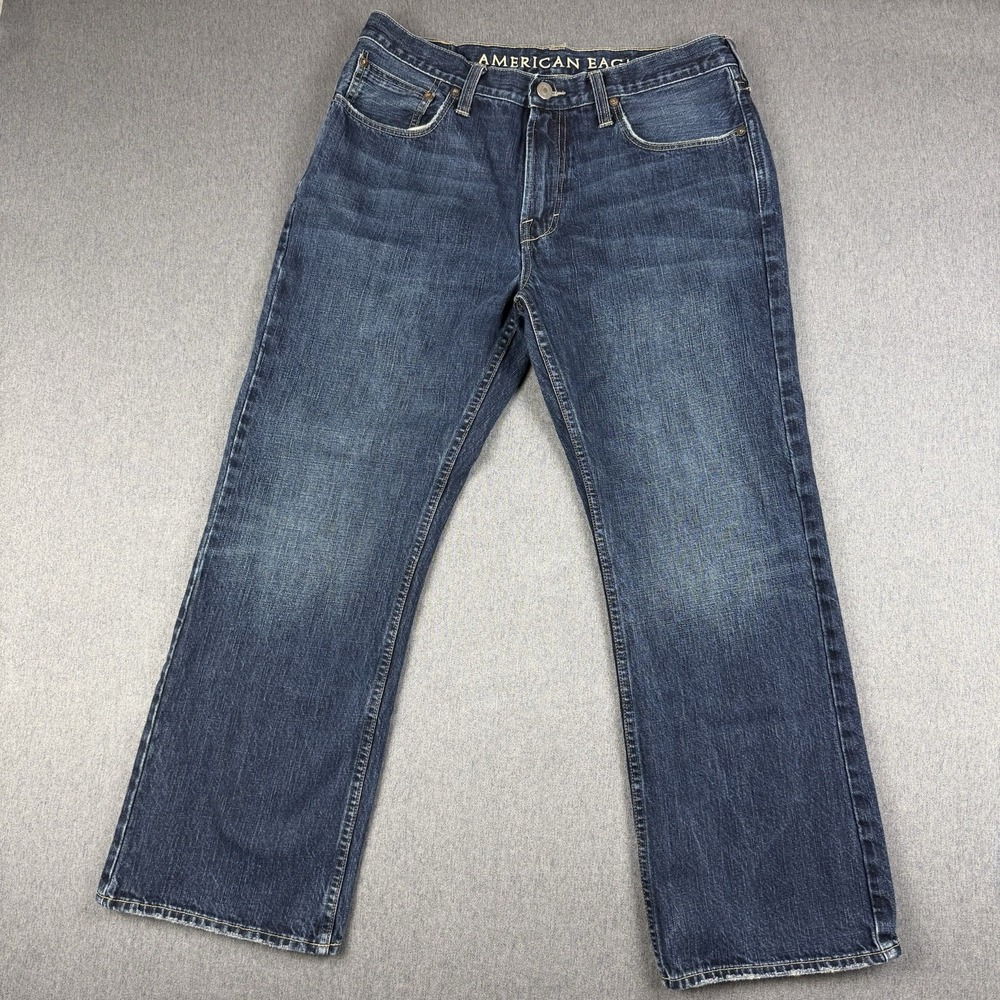 American Eagle Bootcut Jeans Mens 34x30 Dark Wash Denim Western Cowboy Low Rise